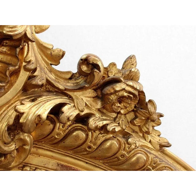 Gold Large Late 19th Century Oval Mirror For Sale - Image 8 of 15