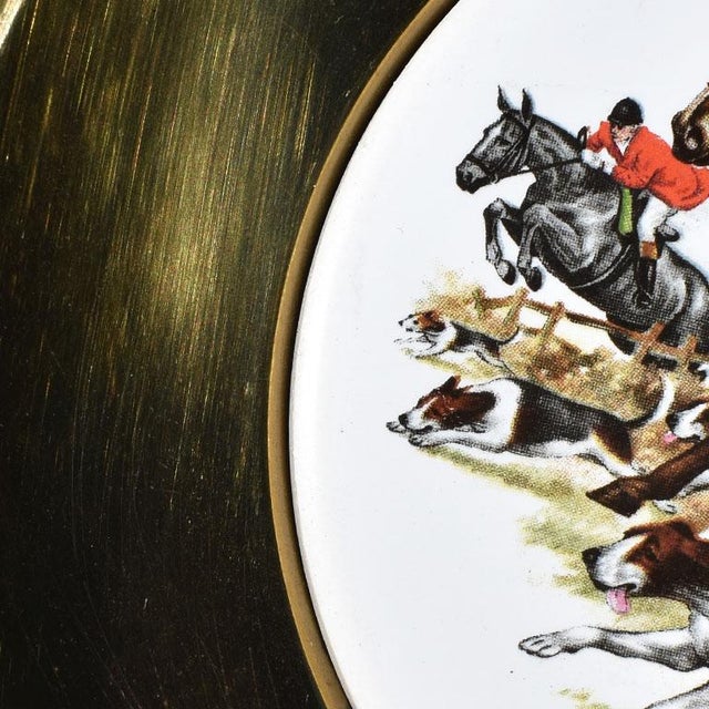 English Traditional Framed Ceramic and Brass Decorative Horse Plate or Catchall For Sale - Image 4 of 5