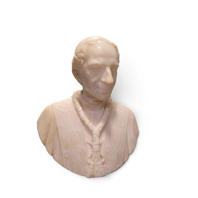 Unknown Artist, Bust of Pope Leo XIII, 19th Century, Alabaster on Later Porcelain Pedestal For Sale - Image 13 of 14