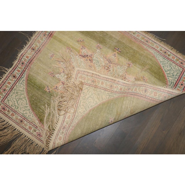 Green Silk Square Turkish Keysari Rug no. j5058 For Sale In New York - Image 6 of 6