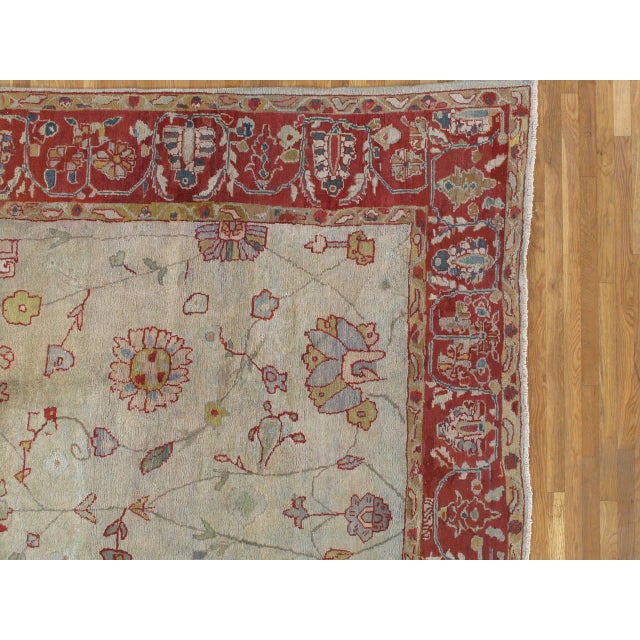 Persian Antique Persian Sultanabad Carpet, Handmade Oriental Rug, Light Blue, Ivory, Red For Sale - Image 3 of 6