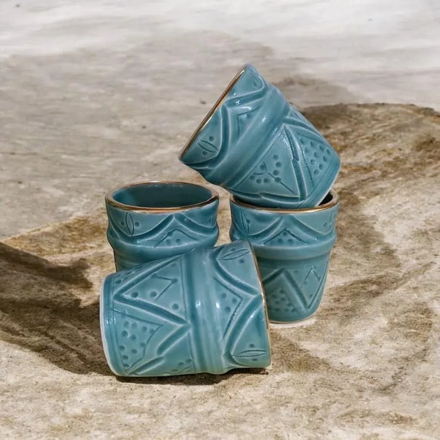 2020s Moroccan Brusseline Coffee Cups- Set of 4 For Sale - Image 5 of 5