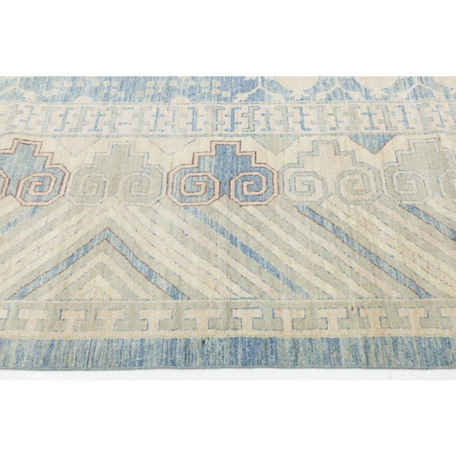 16x19 Modern Khotan Style Area Rug - Hand-Knotted Wool in Sky Blue, Ivory & Sand For Sale - Image 9 of 11