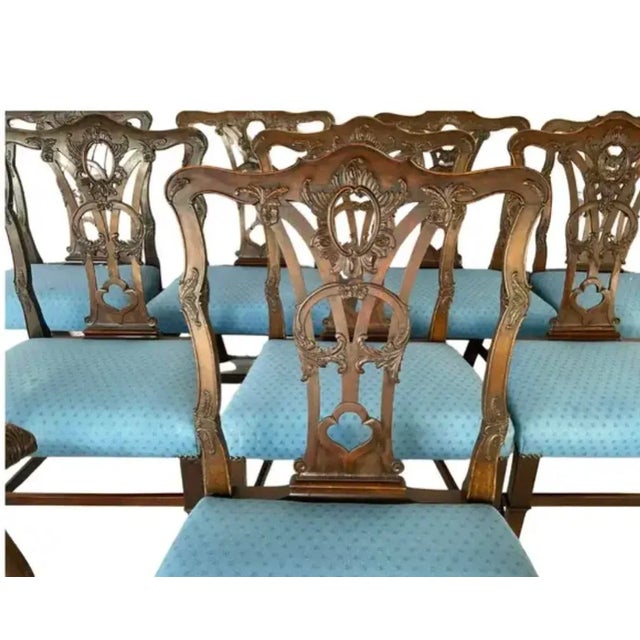 Wood Set of Ten George III Style Chippendale Dining Chairs For Sale - Image 7 of 18
