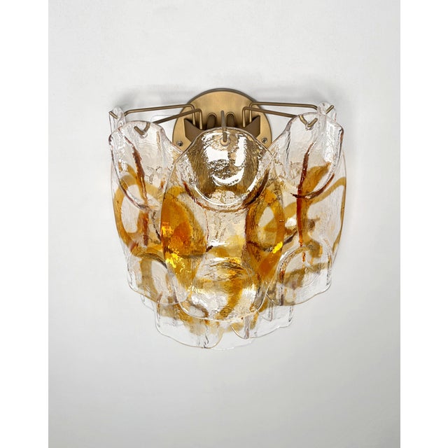 Vintage Italian Murano Wall Lights with 10 Amber Trasparent Glasses, 1990s, Set of 2 For Sale - Image 10 of 18