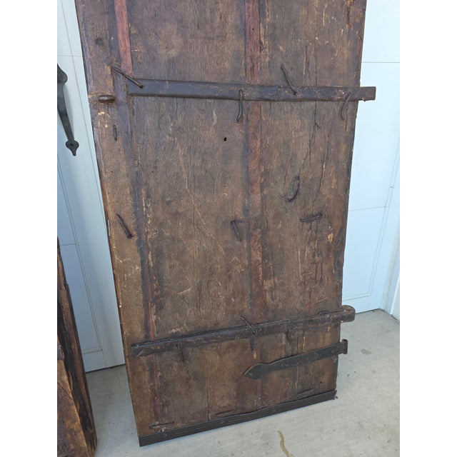 Rustic Antique Doors With Hand Forged Iron Elements For Sale - Image 11 of 17