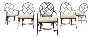 Set of Six Chinese Chippendale Garden Dining Chairs by Richard Frinier