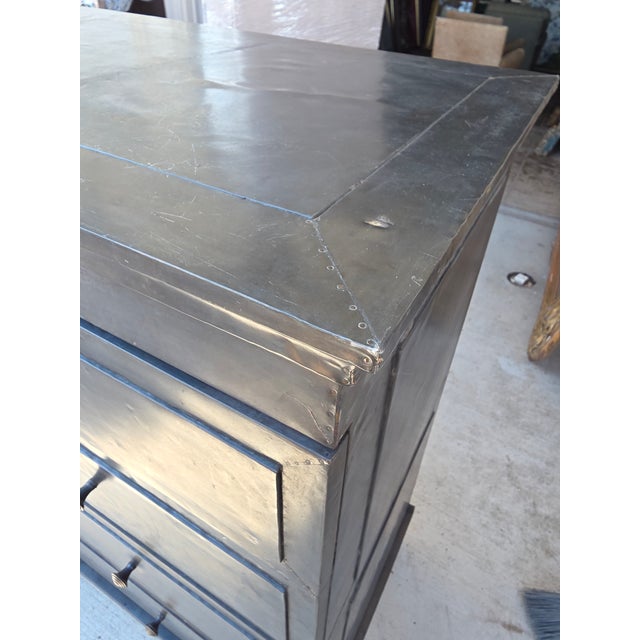 Zinc Clad Dresser From Restoration Hardware For Sale - Image 12 of 14