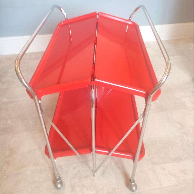 Red Vintage Italian Ellisse Red Two-Tier Folding Trolley, 1970s For Sale - Image 8 of 15