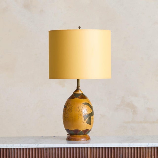 1940s French Art Deco Bird Motif Inlaid Wood Table Lamp For Sale In Chicago - Image 6 of 11