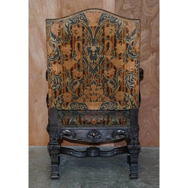 Set of Italian Hand Carved Walnut Throne Armchairs, 1860s For Sale - Image 14 of 18