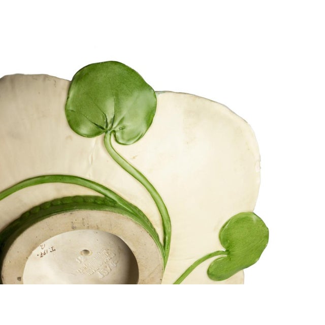 Ernst Wahliss, Art Nouveau Sculpture of Figural Tray with Maiden & Lily Pads, 1890s-1910s, Porcelain For Sale - Image 9 of 11