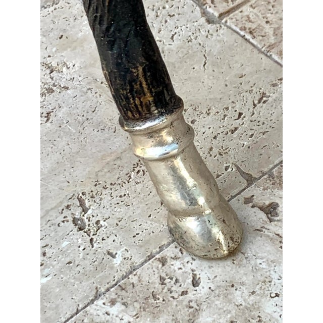 Metal Vintage Wrought Iron Stool With Custom Pillow For Sale - Image 7 of 11