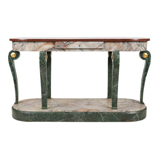 Italian 19th Century Faux Marble Console Table For Sale