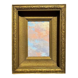 Contemporary Jennifer Bezaire Giclee Blue and Pink Clouds in Vintage Gold Frame For Sale