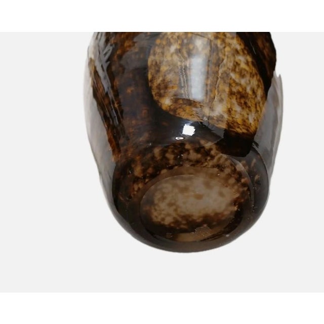 Vintage Italian Murano Handblown Glass Vase 19" Brown Spots Speckle Art Deco MCM For Sale - Image 16 of 18