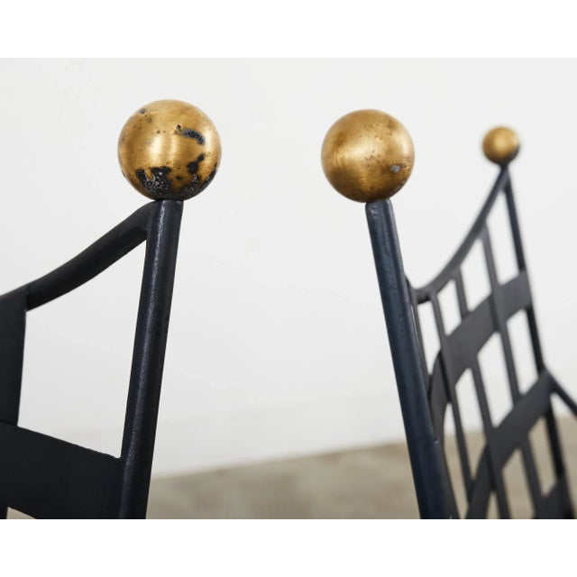 Charcoal Set of Four Mario Papperzini Style Iron Bronze Garden Dining Chairs For Sale - Image 8 of 12