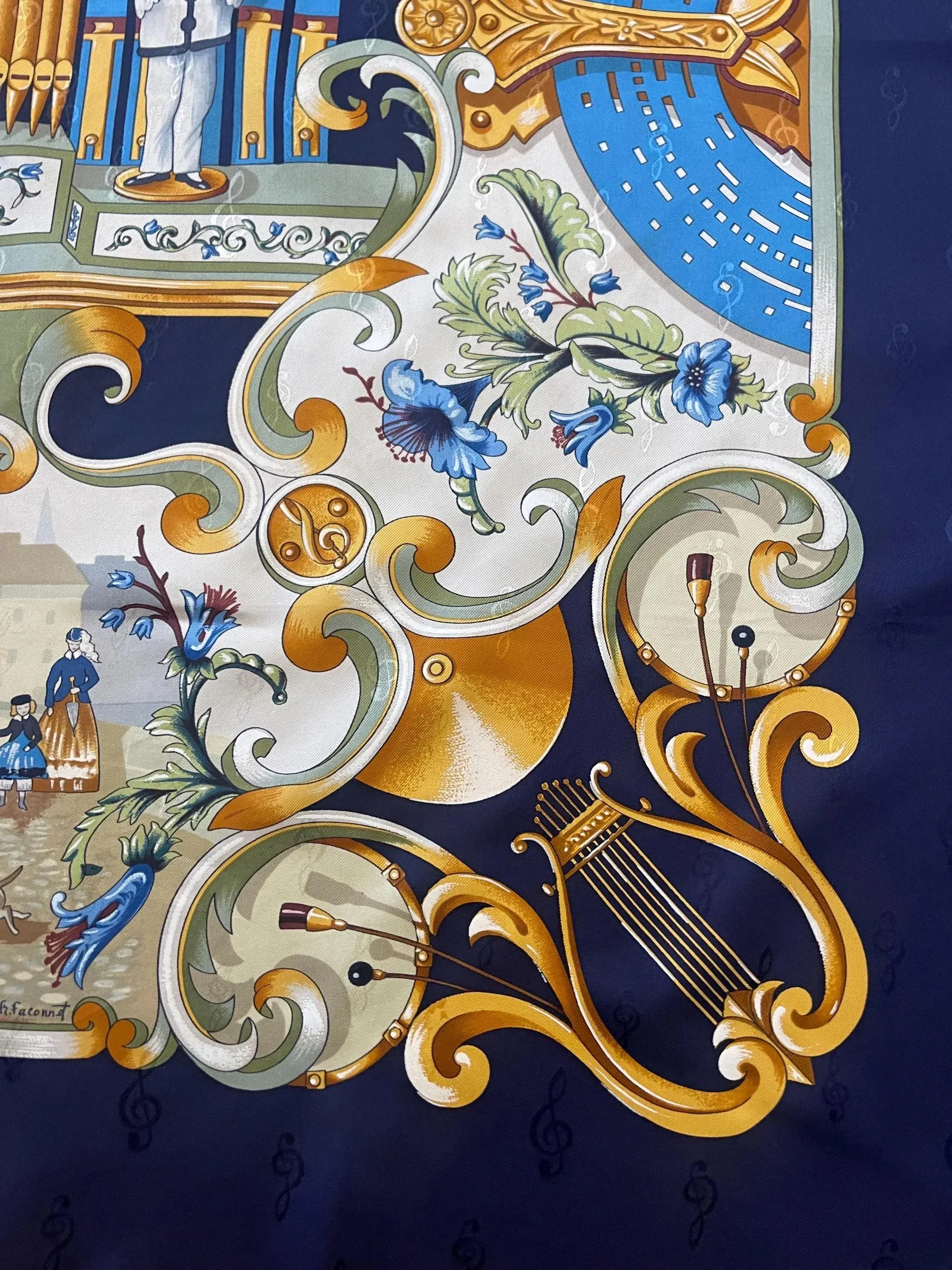 Hermès Scarf “Orgauphone Et Autres Mécaniques” 1996 | Chairish