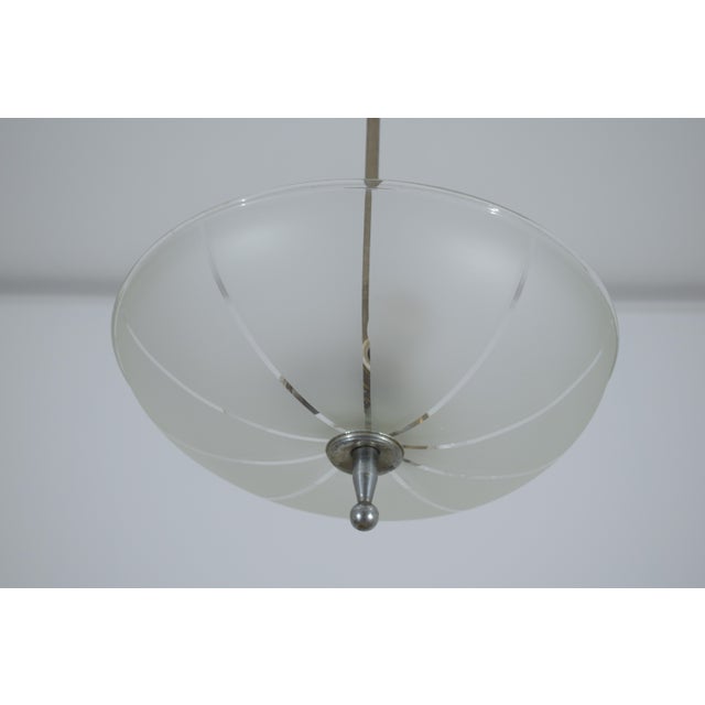 Vintage Glass Disc Pendant Light, 1940s For Sale - Image 8 of 11