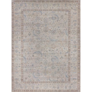 Exquisite Rugs Harper Hand-Knotted New Zealand Wool Beige/Ivory/Blue Rug-8'X10' For Sale