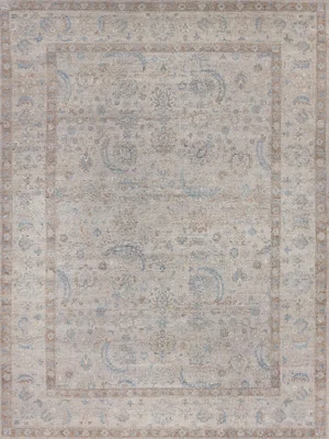 Exquisite Rugs Harper Hand-Knotted New Zealand Wool Beige/Ivory/Blue Rug-8'X10'
