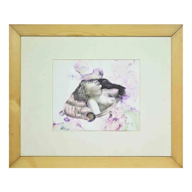 Alberto Inglesi, Woman, 1990s, Ink and Watercolor on Paper For Sale