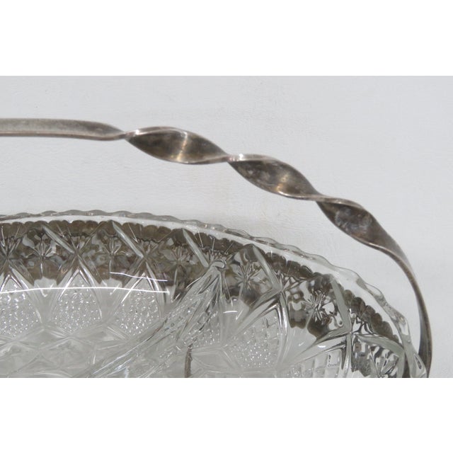 Mid 20th Century Mayell Queen Anne Divided Glass Dish on Footed Silver Plated Handled Stand For Sale - Image 15 of 15