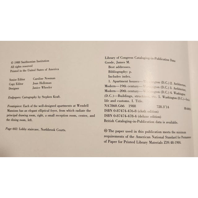 1988 Best Addresses Hardcover Book by James M. Goode For Sale - Image 11 of 11