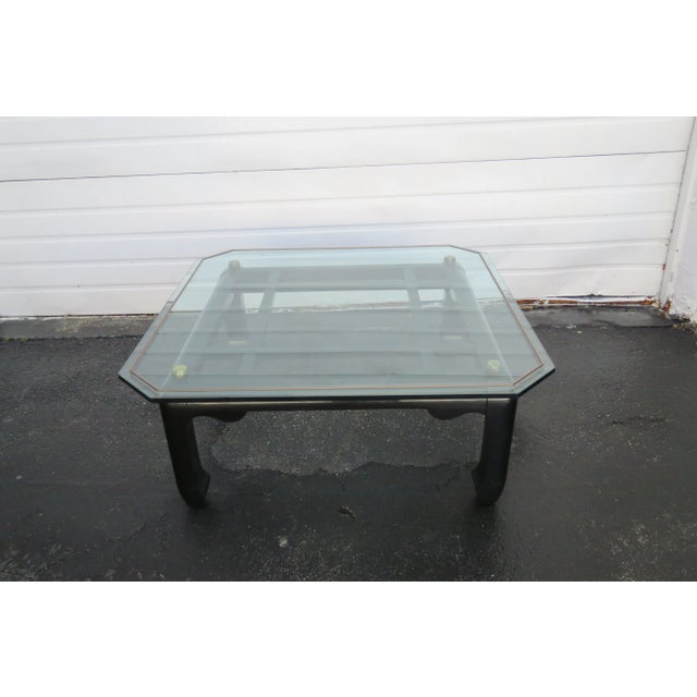 Hollywood Regency Black Painted Glass Top Coffee Table 1577 For Sale - Image 13 of 13