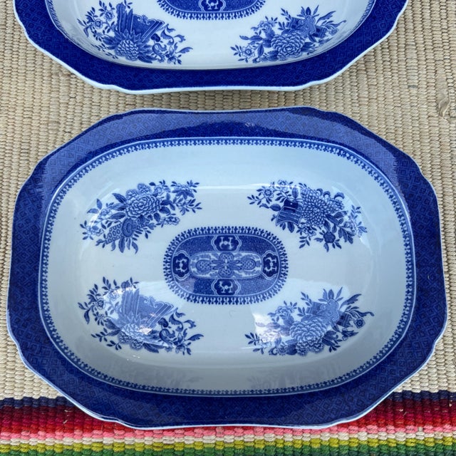 Pair of Copeland Spode Fitzhugh Blue Oval Vegetable Bowls, Circa 1960’s For Sale - Image 12 of 12