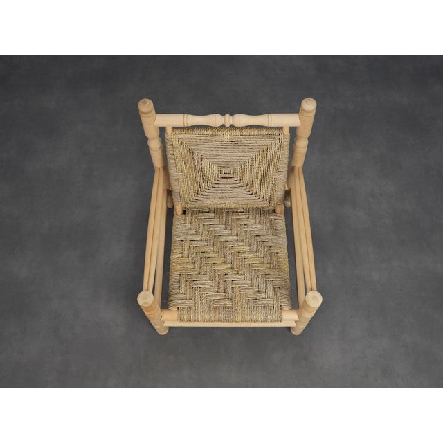 Vintage Woven Seagrass Lounge Chair, France, 1970s For Sale - Image 6 of 11