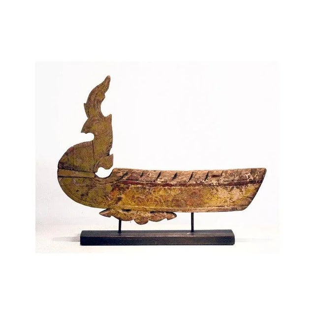 Asian Antique Two Antique Hong Bird Roof Carvings from Thailand - Pair For Sale - Image 3 of 11