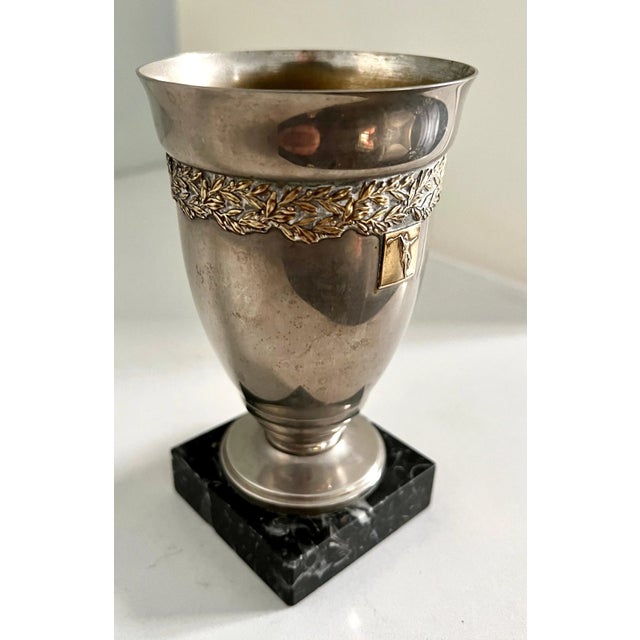 Mid 20th Century French Marble Base Trophy Style Cup For Sale - Image 10 of 12