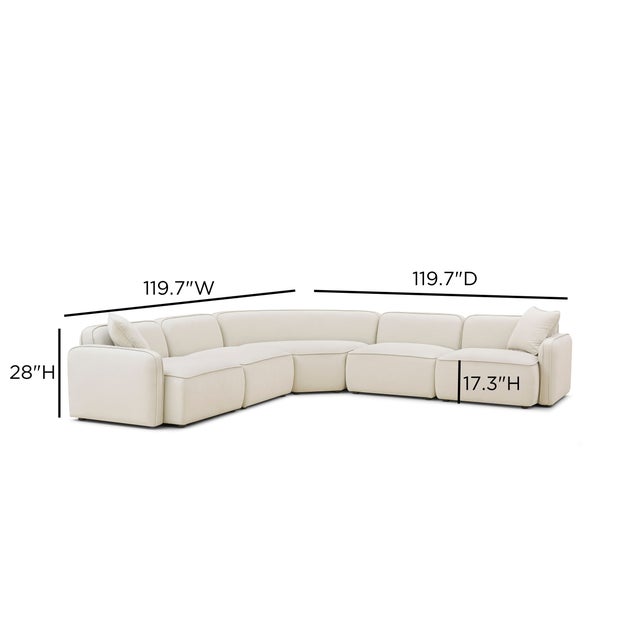 2020s Travie 5-Piece Sand Upcycled Linen Modular Large L-Sectional For Sale - Image 5 of 6