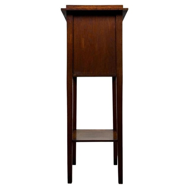 Brown Antique Early 20th Century English Arts and Crafts Oak Cabinet For Sale - Image 8 of 11