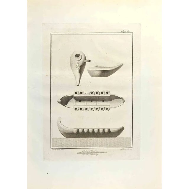 Ancient Roman Fresco from "Antiquities of Herculaneum" is an etching on paper realized by G. Furlanetti in the 18th...