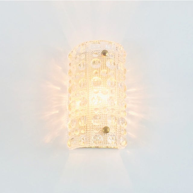 1960s Mid-Century Modern Scandinavian Glass & Brass Wall Lamp by Carl Fagerlund for Orrefors For Sale - Image 6 of 10