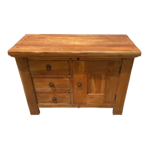 Vintage Pine Cabinet With Three Drawers and One Door