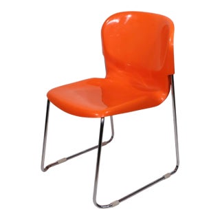 Late 20th Century Mod Molded Plastic and Chrome Stacking Chair by Gerd Lange for Drabert Model S M 400 For Sale