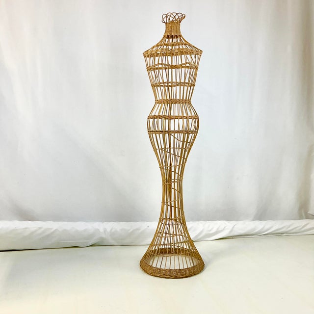 Hollywood Regency Mid-Century Boho Chic Hollywood Regency Wicker Female Form Decorative Object. For Sale - Image 3 of 13