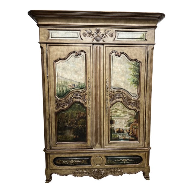 Thomasville Ernest Hemingway Bombe Painted Wardrobe For Sale