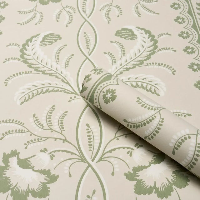 Schumacher SAMPLE - Schumacher Bell Flowers Wallpaper In Green For Sale - Image 4 of 6