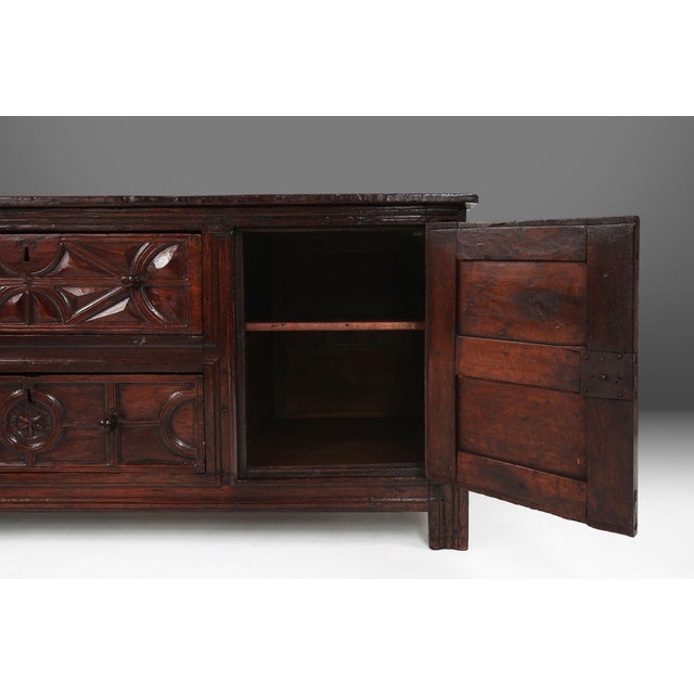 16th Century French Geometric Sideboard in Oak For Sale - Image 9 of 18