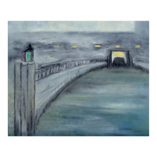 Evening on the Pier Looking Into the Tunnel - Mid Century Abstract Landscape by Marguerite Blasingame For Sale
