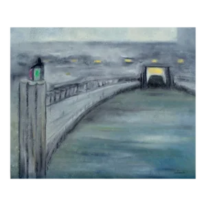 Evening on the Pier Looking Into the Tunnel - Mid Century Abstract Landscape by Marguerite Blasingame