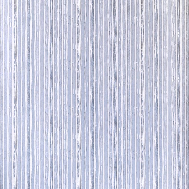 Carrier & Company for Lee Jofa Benson Stripe Wallpaper, Faded Denim For Sale