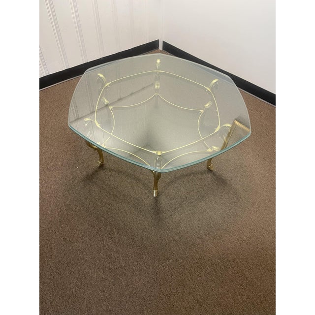 1970s Italian MCM Brass & Glass Seahorse Coffee Table For Sale - Image 10 of 11