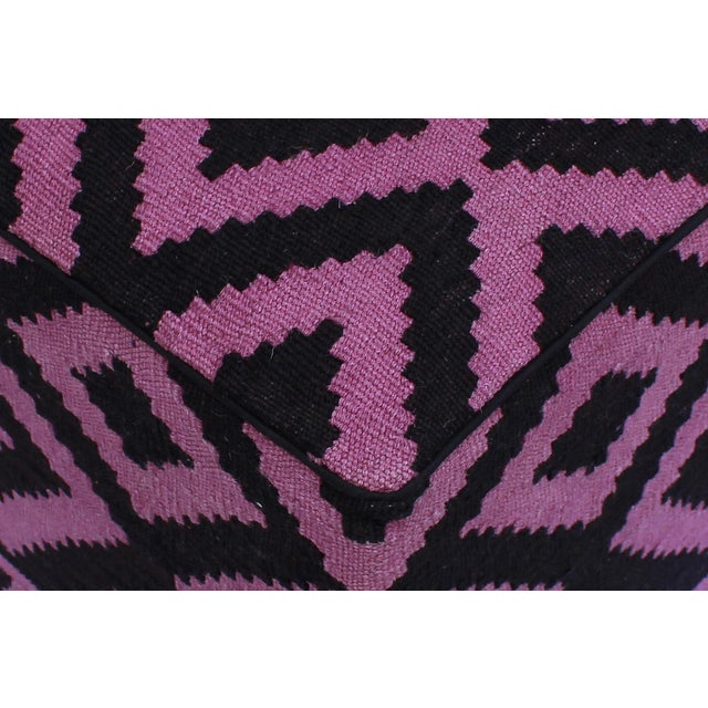 1990s 1990s Boho Chic Tribal Handmade Kilim Upholstered Ottoman For Sale - Image 5 of 9