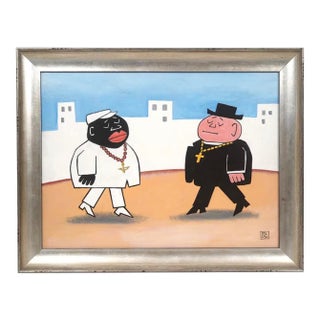 1990s Opposites' Acrylic Painting Signed Silvio For Sale