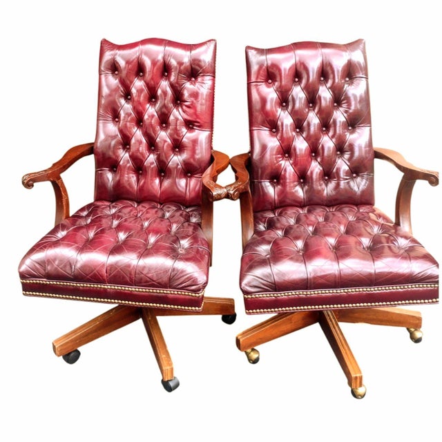 1990s 4 Hancock & Moore Tufted Executive Chairs For Sale - Image 9 of 12